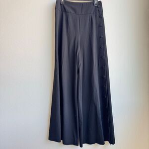 Anthropologie Elevenses Button Side Wide Leg Trousers Career Wear Pants Size 10